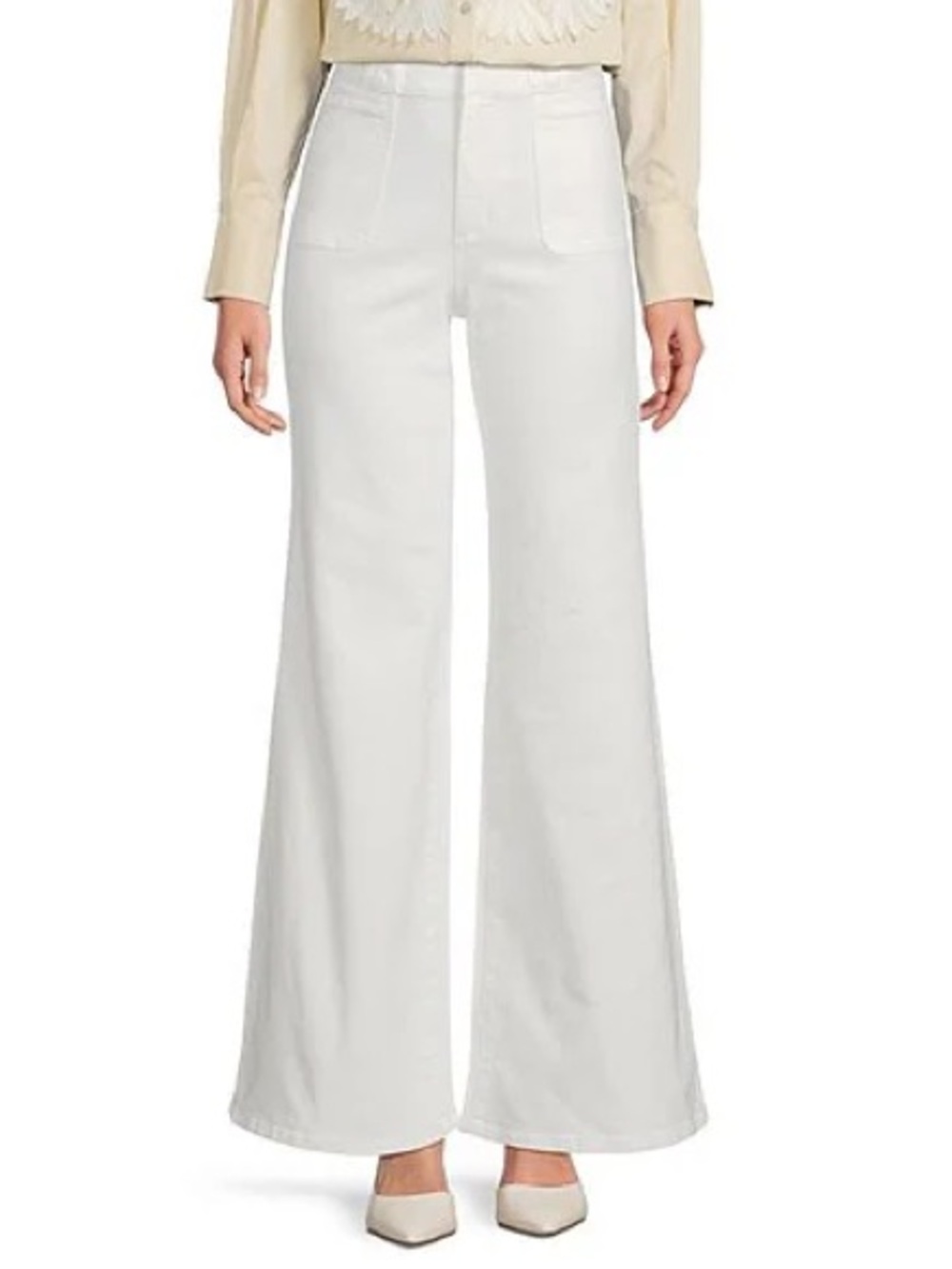 A Loves A Wide Leg High Waisted Off White denim Pants New 31waist Dillards